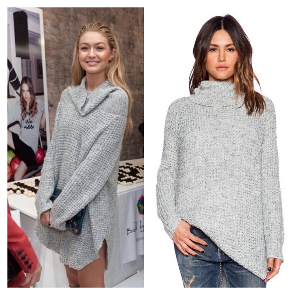 Free People Gray Cowl Neck Sweater